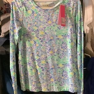 Lilly Pulitzer LUXLETIC Blue Haven Floral Meryl nylon Renay, UPF 50+, new‎